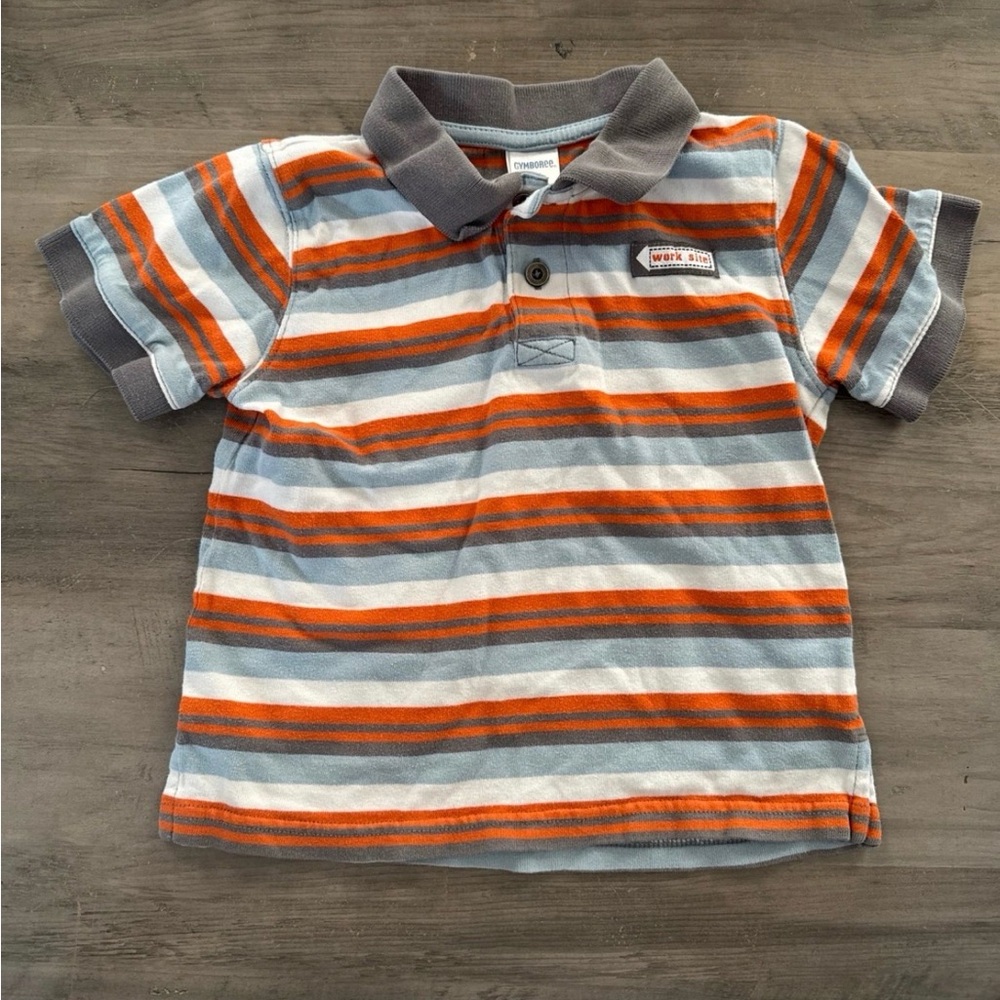 Gymboree Boy's Orange, Gray & White Striped Polo